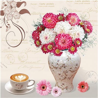 5D rond bricolage diamant broderie un vase de marguerite 3D diamant peinture plein strass diamant mosaïque 30X30CM pink