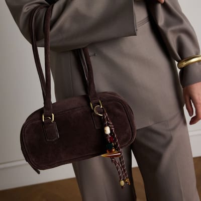 Manfield - Dames - Donkerbruine bag charm - Maat 1