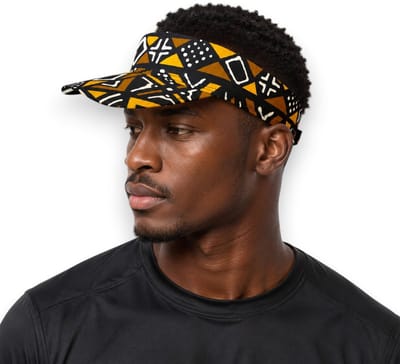 Zonneklep / Pet met Afrikaanse print - Zonnecap - Zomerpet - Sun visor - Bruin Bogolan Geometry