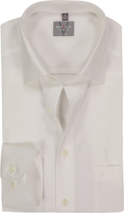 MARVELIS comfort fit overhemd - beige - Strijkvrij - Boordmaat: 42