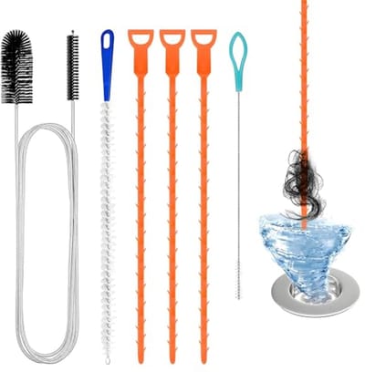 Multifunctioneel afvoerontstopper gereedschap - 6 stuks, herbruikbaar voor badkamer, toilet en keuken