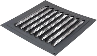 Ventilatierooster - Luchtuitlaat Afdekking - Ventilatie Verbeteren - Met Insectengaas - 25 x 25 cm - Zwart