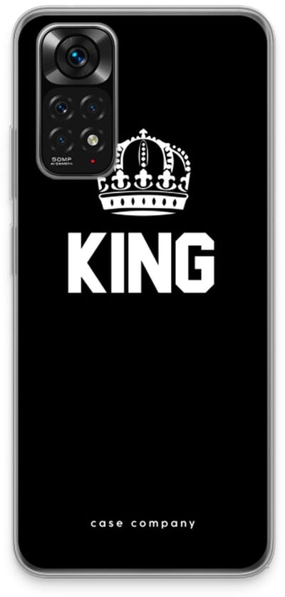 Case Company® - Hoesje geschikt voor Xiaomi Redmi Note 11 hoesje - King zwart - Soft Cover Telefoonhoesje - Bescherming aan alle Kanten en Schermrand