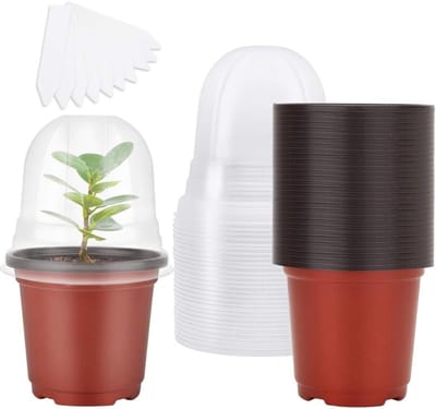 10 Stuks 10cm Kweekpotten met Dome Deksel, Kleine Plastic Plantenpotten voor Zaailingen en Zaden, Ideaal voor Tuinieren en Plantenverzorging
