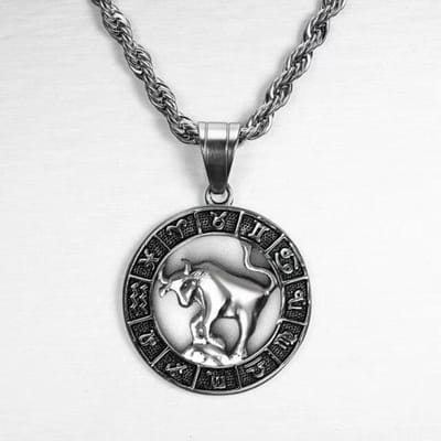 Zilver 12 Sterrenbeelden Dierenriem Hanger Ketting Punk Vintage Hoge Kwaliteit Touwketting Dierenriem Mannen 3mm 60cm chain gray