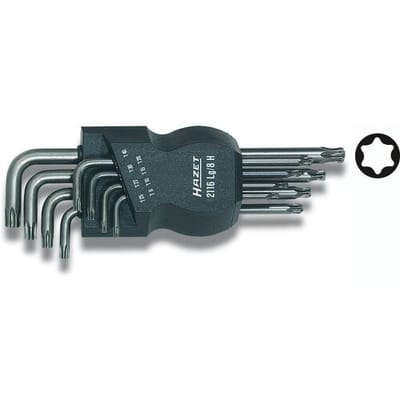 Hazet 2116LG/8H Binnen-Torx Haakse schroevendraaierset T 9, T 10, T 15, T 20, T 25, T 27, T 30, T 40 8-delig