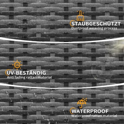 Zonneligstoel 190x71x90 cm verstelbaar 5 standen – luxe rotan ligbed met kussen en hoofdkussen – weerbestendige tuin ligstoel voor balkon, terras en tuin – bruin zwart donkergrijs – Nicolehome