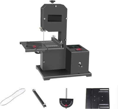 Verticale Lintzaag - Houtbewerkingsmachine Tafelmodel - Gebogen Sneden Maken - Verstelbare Hoektafel - 90 mm Keel - Grijs
