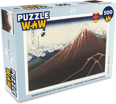 Puzzel Regenstorm aan de voet van de berg Fuji - Schilderij van Katsushika Hokusai - Legpuzzel - Puzzel 500 stukjes