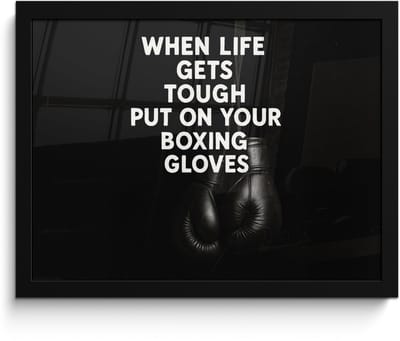 Poster in lijst - Fotolijst 40x30 cm - Posters - Tekst - Bokshandschoenen - Wit - Posterlijst zwart - Decoratie - Wanddecoratie woonkamer - Muurdecoratie slaapkamer