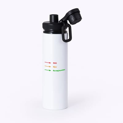 Hacebo® - shhh, bijna, nu mag je praten waterfles met draaidop zwart - Quotes - mensen die houden van quotes - grappige tekst - quotes - verjaardag - cadeau - kado - geschenk - water fles - 850ML