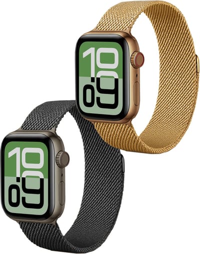 Milanees Bandje Geschikt voor Apple Watch 38/40/41 mm Milanees Bandje - Band Geschikt voor Apple Watch 38/40/41 mm Met Magneetsluiting - Zwart & Goud