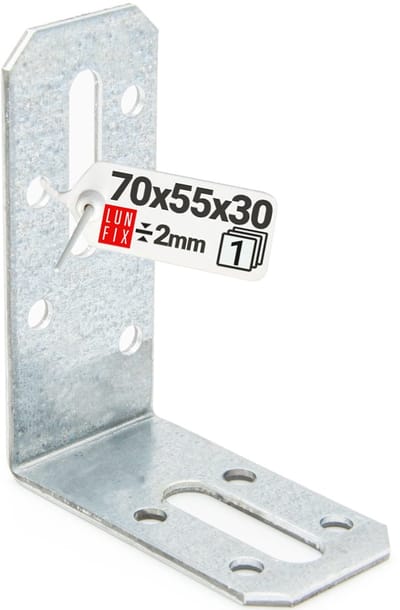 LUN FIX - Verstelbare hoekverbindingen - 70x55x30x2 mm - verstelbare bouwhoeken - langgat