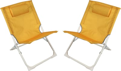Sunnydays Havana camping/strand stoel - 2x - aluminium - inklapbaar - geel - 49 x 62 x 61 cm