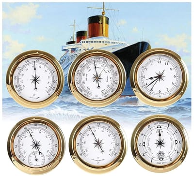 Weerstation Set - Barometer Thermometer - Weersvoorspelling Thuis - Koperen Schaal - 120 mm - Koperkleur