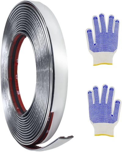 Dailygoods- Wandlijst Zelfklevend 5 m x 15 mm - Roestvrij Staal - Zilverkleurig - Waterdicht - Decoratieve Strip - Spiegeloppervlak