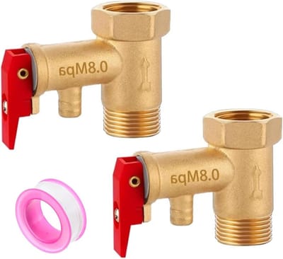Veiligheidsventiel 0.8 Mpa voor Waterverwarmers - Drukbegrenzer 6 Bar 1/2 Inch, Geschikt voor Water Tanks en Verwarmingssystemen