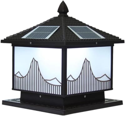 Led Paallamp - Buitenlantaarn Sokkel - Oprit Verlichten - Op Zonne-energie - 25cm - Zwart