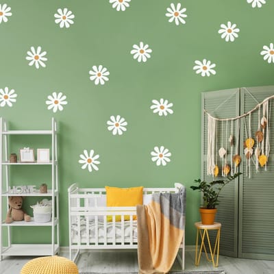 Dailygoody - Muurstickers - Decoratieve Bloemen - Kinderen - Witte Margrieten - Eenvoudig te Plakken en Verwijderen - Voor Slaapkamers en Kinderkamers