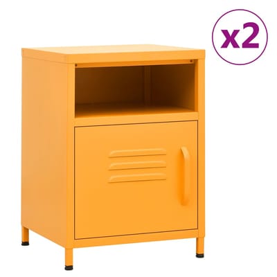 vidaXL - Nachtkastjes - 2 - st - 35x35x51 - cm - staal - mosterdgeel