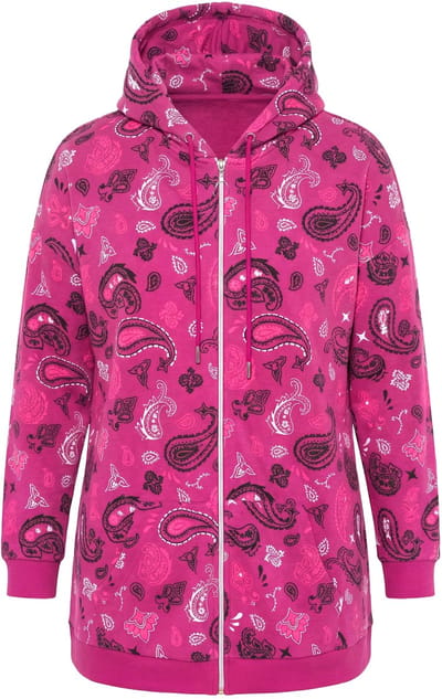 Angel of Style - Dames - Sweatvest oversized paisley capuchon - Licht heide - Maat 42