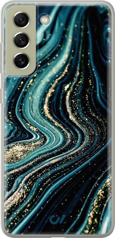 Hoesje geschikt voor Samsung Galaxy S21 FE hoesje - Blue Marble Waves - - Blauw - - Casevibes