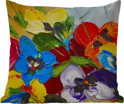 Buitenkussen Weerbestendig - Olieverf - Schilderij - Bloemen - 50x50 cm