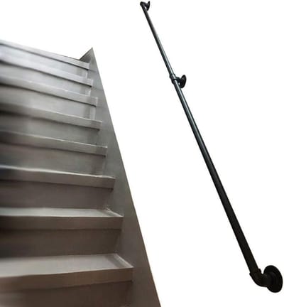 Leuning voor trap - Wandmontage beugel - Veiligheid verhogen - Roestwerende coating - 7 cm muurafstand - Zwart