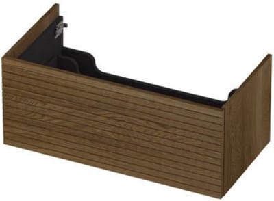 INK - Onderkast 1 Lade Push 2 Open Horizontaal Gefreesd Bestaande Uit - 900x450x376 Mm - Massief Eiken Ash Grey