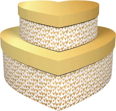 Dekoratief | Set 2 hartdozen 'Mini Hearts Gold', 19x18x8cm | A245999