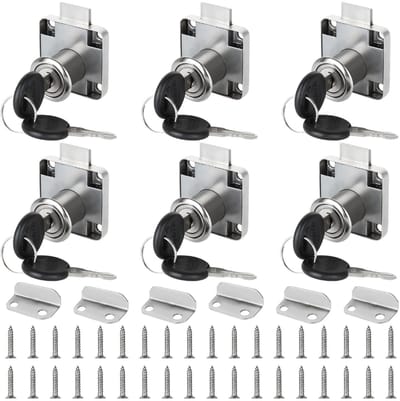 Dailygoods- Kastslot Set van 6 - Meubelslot met Sleutel - Oplegslot - Zinklegering - Veiligheidsslot - Afmetingen 40x40x7 mm