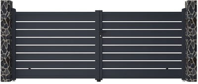 Vente-unique Draaihek van openewerkt aluminium L397 x H165 cm antraciet - PRIMO
