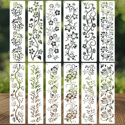 12 Stuks Herbruikbare Sjablonen voor Muurdecoratie, Baksteen, Knutselen en Scrapbooking