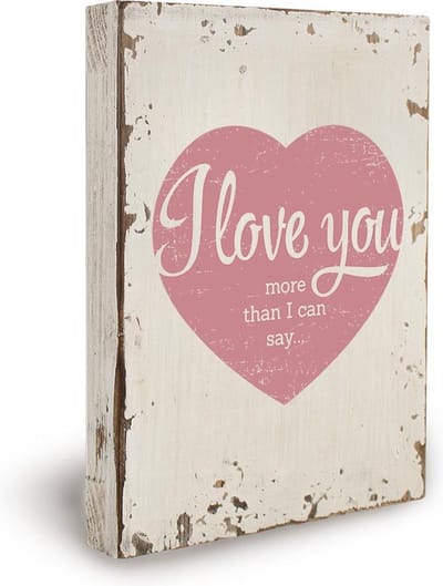 Houten tekstbord "I Love You"