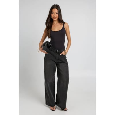 boohoo Dames Tweede Huid Bandjes Bodysuit | Zwart | Maat: 38