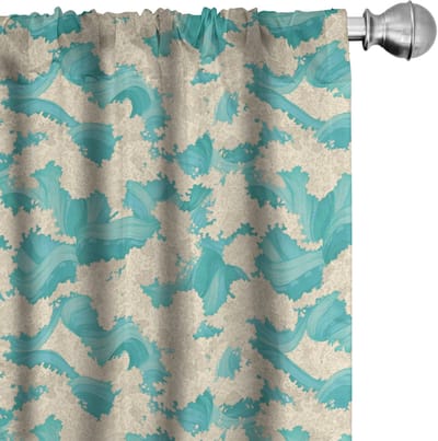 ABAKUHAUS golfgordijnen – 2x75x175 cm – microvezel – turkoois/beige