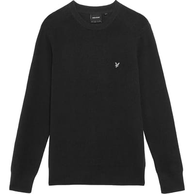 Lyle & Scott Engineered Rib Crew Neck Truien & Vesten Heren - Sweater - Hoodie - Vest- Zwart - Maat S