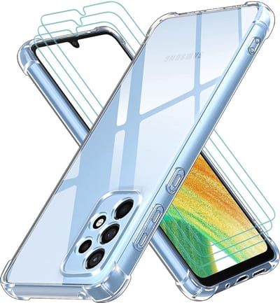 Hoesje Geschikt Voor Samsung Galaxy A33 5G Hoesje transparant Anti Shock silicone Hoesje Geschikt Voor Samsung Galaxy A33 5G hoesje silicone Backcover Hoesje Geschikt Voor Samsung Galaxy A33 Screenprotector Glazen 3 pack
