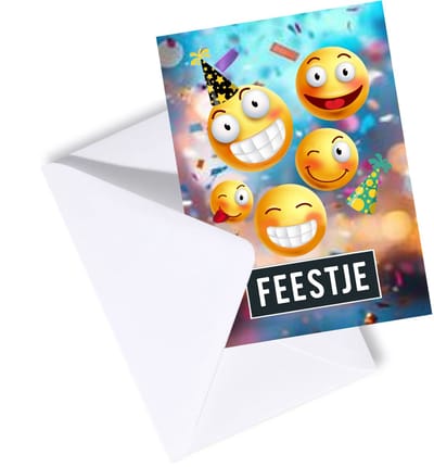 Uitnodiging kinderfeestje - Uitnodiging feestje Jongen Meisje - Uitnodigingskaarten set 8 stuks met enveloppen