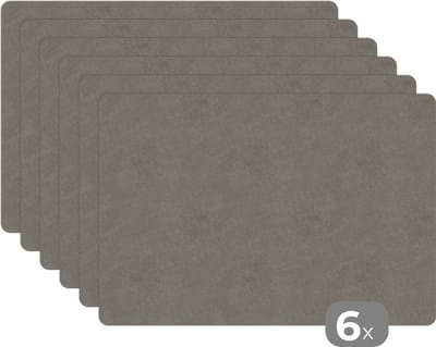 Placemat - Placemats kunststof - Beton - Grijs - Patronen - Industrieel - 45x30 cm - 6 stuks - Hittebestendig - Anti-Slip - Onderlegger - Afneembaar
