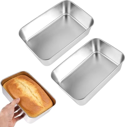Rectangular bakvorm voor brood en cake, 22 x 15 x 6.5 cm, roestvrij staal, anti-aanbaklaag, vaatwasserbestendig, ideaal voor toast en platte cakes