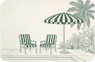 Badmat 60x40 cm - Antislip - Terras - Illustratie - Groen - Badmatten voor badkamer - Badkamermat - Douchemat - Badkamer mat