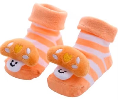 Super schattige babysokken - Baby Sokken - New born sokken - Kraamcadeau voor Jongen of Meisje - Babyshower Cadeau - Kraammand - Paddenstoel - Oranje