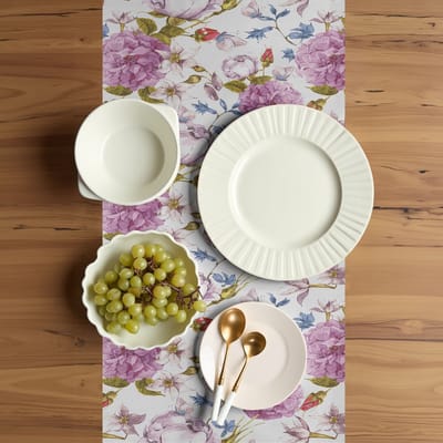 ABAKUHAUS Tafelloper met bloemen – Retro-Natuur – 40x180 cm – Veelkleurig, machinewasbaar