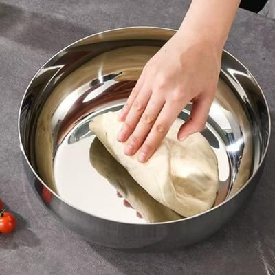 Bol à Mélanger en Acier Inoxydable Épaissi Bassin à Pétrir la Pâte 32cm Bassin Polyvalent pour Remuer les Salades Battre les Œufs Nettoyer les Légumes
