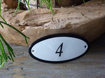Emaille huisnummer 10x5 wit nr. 4