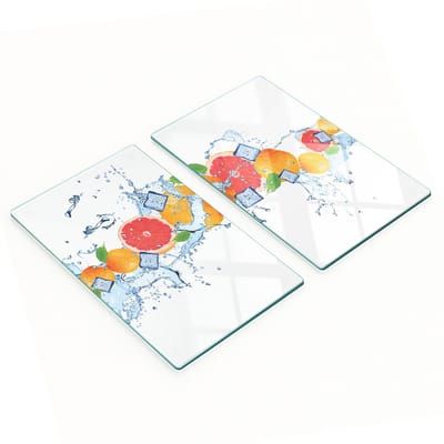 Stijlvolle en duurzame glazen borden met grapefruit-waterprint, 2x30x52 cm