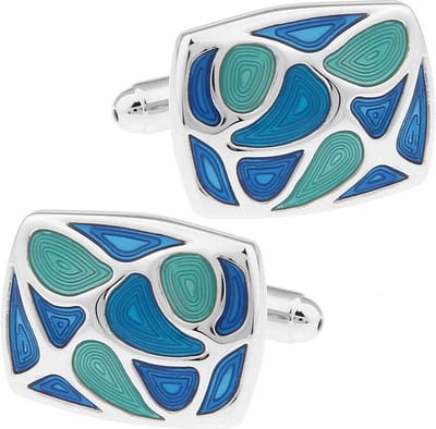 Amanto Manchetknopen Engin - 316L Staal - Blauw - 15x20mm
