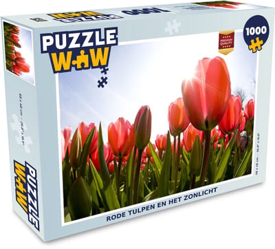 Puzzel Rode tulpen en het zonlicht - Legpuzzel - Puzzel 1000 stukjes volwassenen