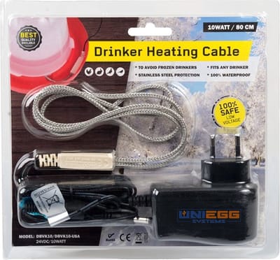 Drinkbakverwarmer - vorstbescherming - verwarmingskabel - Energiezuinig 10 watt - drinkbak verwarmer dieren